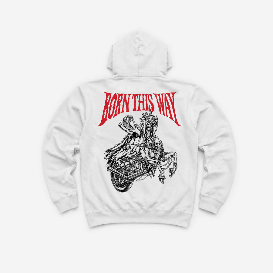 BORN THIS WAY WHITE HOODIE